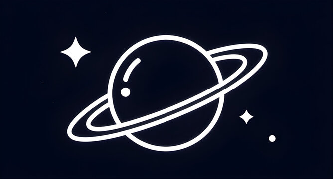 ringed, planet, space, astronomy, cosmic, satellite, galaxy, orbit, celestial, minimalist, lineart, universe, sci-fi, icon, vector, illustration, isolated