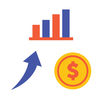 Financial growth icon with rising bar chart