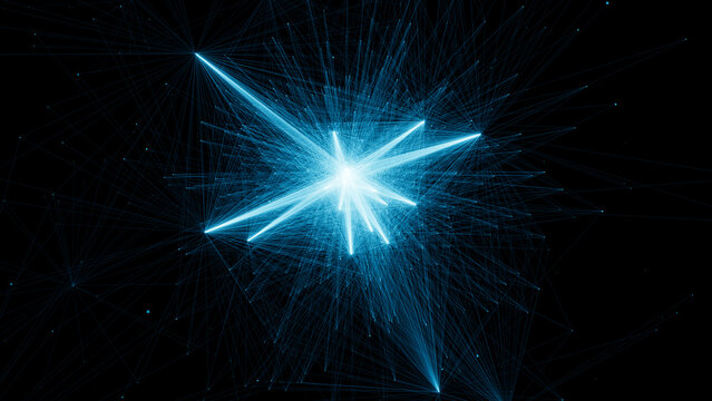 Visualizing a quantum algorithm: a probabilistic quantum state collapses into binary code during measurement, illustrating qubits, superposition, and observation.