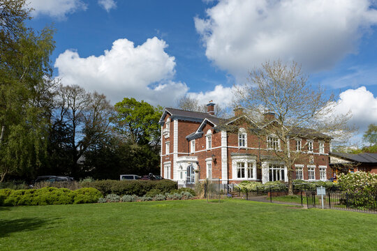 Newcastle-under-Lyme, Staffordshire-united kingdom April, 14, 2023 brampton museum and art gallery in its historic park setting, on a summers day, newcastle under lyme