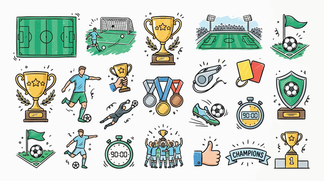 Soccer Football Sports Championship Trophies Medals.