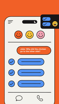 Phone Chat Vector Work Group Message Emoji Reaction Humor Social Media Communication