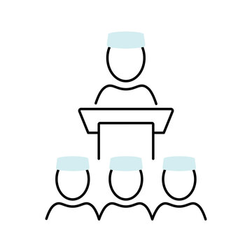 Eid sermon icon. Religion and sermon line symbol. Color.