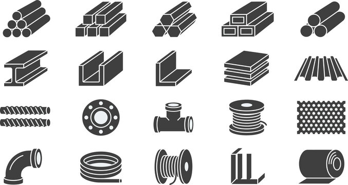 Various industrial metal parts and components vector illustration with industrial design, industrial