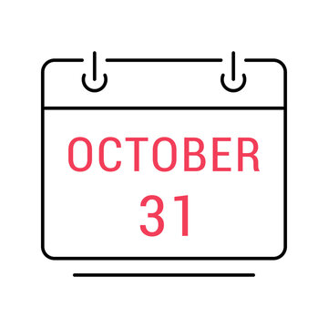 October calendar icon. Lifestyle and holiday calendar line symbol. Color.