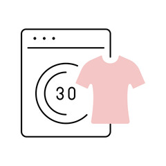 Fototapeta premium Washing clothes icon. Home and laundry line symbol. Color.