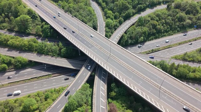Vehicles Moving on a Vast Highway Interchange During Daytime
