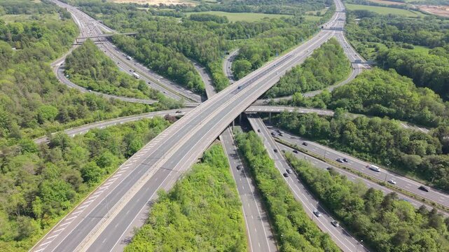 M25 M1 Motorway Interchange Aerial Perspective in United Kingdom