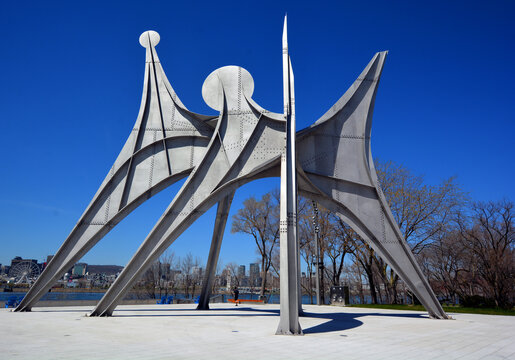 MONTREAL QUEBEC CANADA: The Alexander Calder sculpture L'Homme French for "Man")is a large-scale outdoor sculpture in Parc Jean-Drapeau, located in Montreal. Made for 1967 World Fair