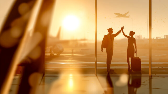Aviation Crew Celebrating Before Flight