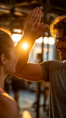Fototapeta premium Sunlit Gym High Five