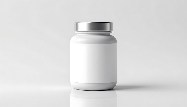 White container jar with metallic lid on clean white background  