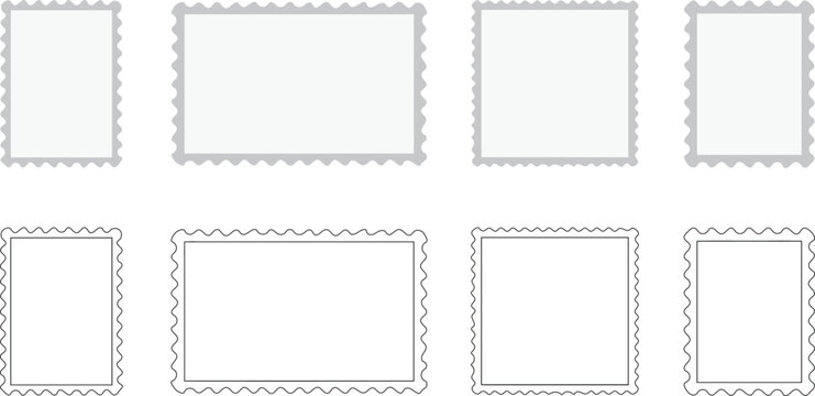 Vintage postage stamp frame set with blank decorative borders vector illustration
