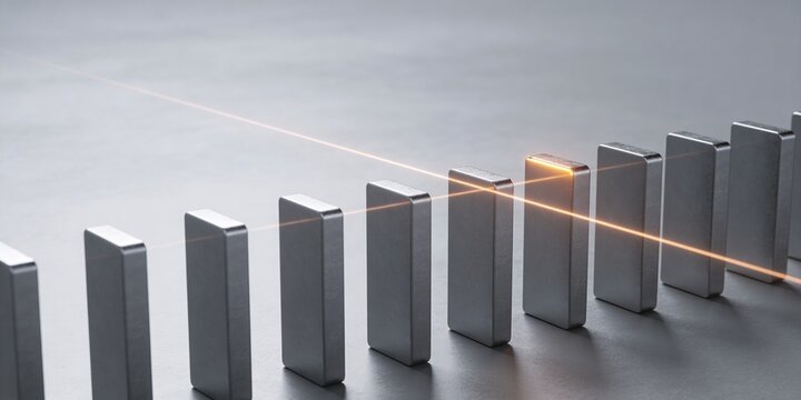 Selected grey block with amber laser scan and copy space for risk management oversight technology background