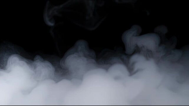 A dramatic video showcasing a thick cloud of smoke against a black background