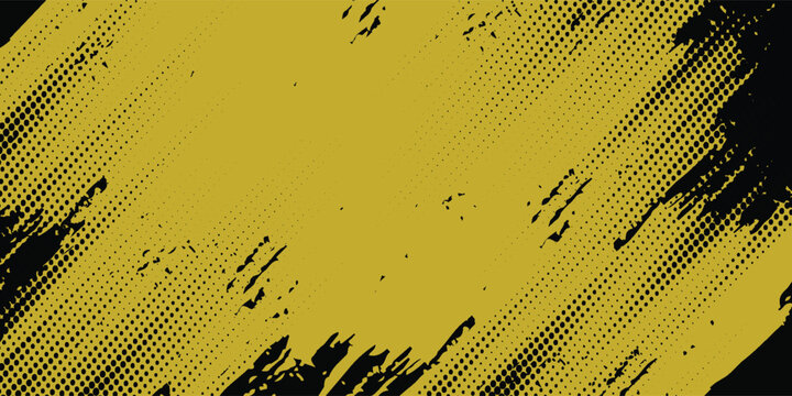 ellow Grunge Halftone Brush Stroke Abstract Background