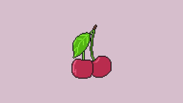 Pixel Art Cherries Loop Animation