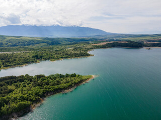 Obraz premium Aerial view of Dyakovo Reservoir, Bulgaria