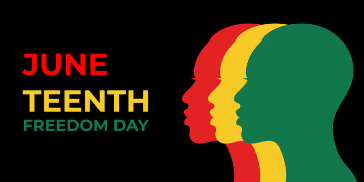 Juneteenth freedom day celebration with colorful human silhouettes