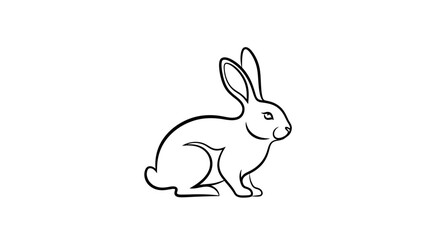 Fototapeta premium Cute Rabbit Sitting Alone Outdoors.