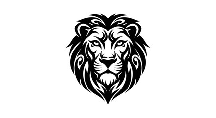 Obraz premium Black and white lion head illustration.