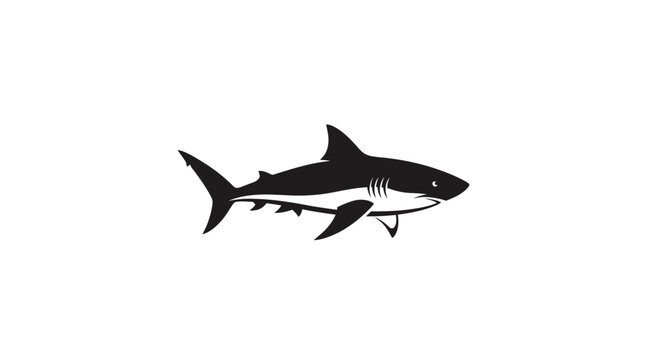 Black silhouette of a shark swimming.