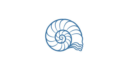 Stylized Nautilus Shell Outline Drawing on White Background. © Haroh