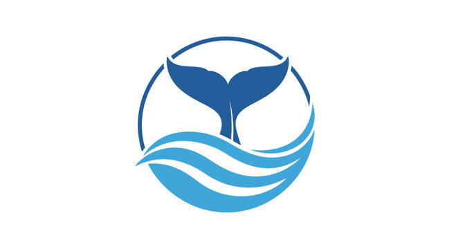 Whale Tail and Waves Logo Design.