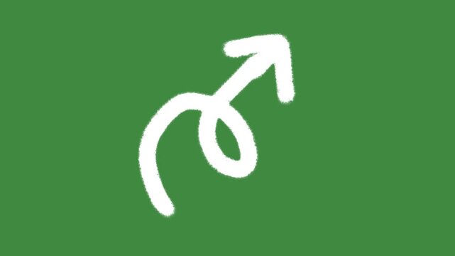 Chalk loop arrow up isolated on green screen background with hand-drawn textured swirl growth icon cartoon animation for creative business progress element concept.