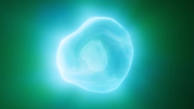 Soft cyan translucent orb floating on a green background