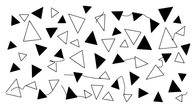 Geometric triangle pattern with solid and outline shapes in minimalist line art style