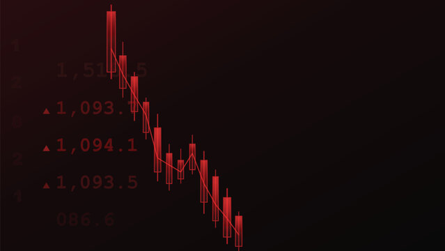 A red digital candlestick chart showing a sharp market decline with falling numerical values in a professional financial trading interface