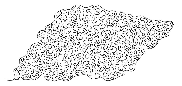 Organic maze pattern forming a cloud shape in minimalist line art style