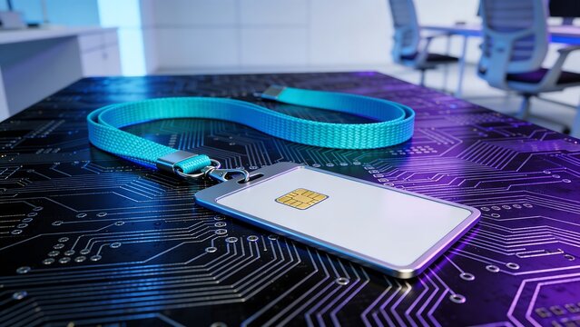 Blank ID Badge with Smart Chip on Circuit Board