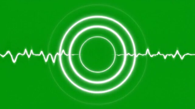 Glowing neon circles on green screen background loop for visual effects