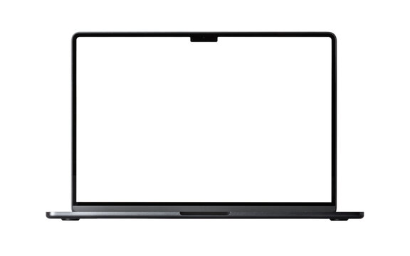 St Petersburg, Russia - May 13 2025. Open Macbook silver laptop by Apple isolated on transparent background. Mackbook Air 15 M4 Grey chip 2025.