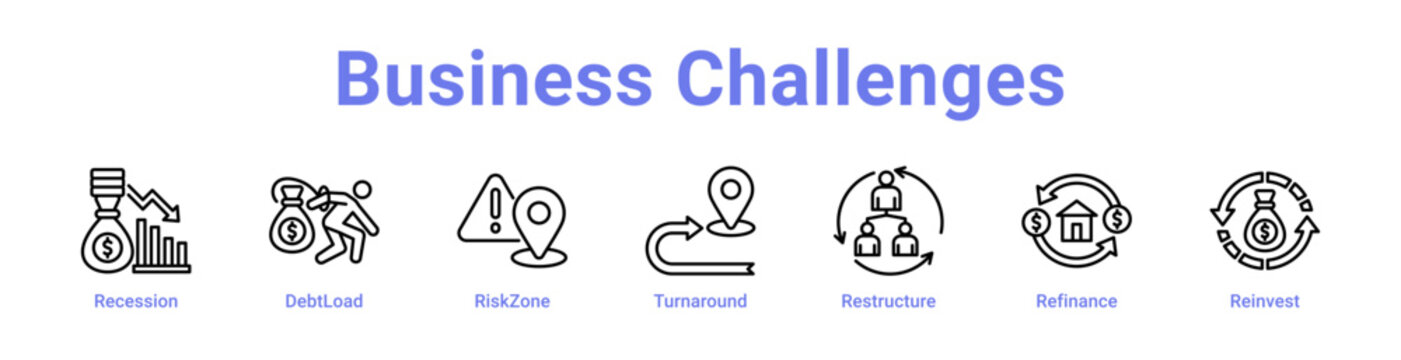 Business Challenges Web Icon Banner and Collection
