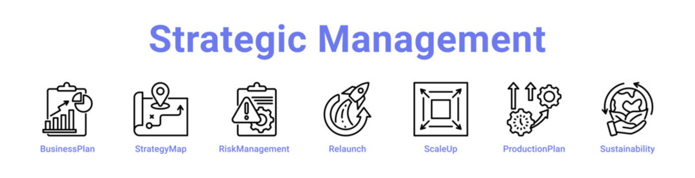 Strategic Management Web Icon Banner and Collection