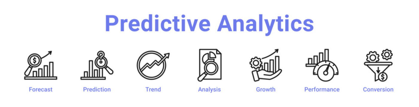 Predictive Analytics Web Icon Banner and Collection