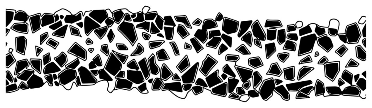 Stone pathway texture with broken rock mosaic pattern in graphic style