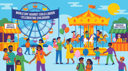Fototapeta premium World Day Against Child Labour Concept with Happy Children Playing