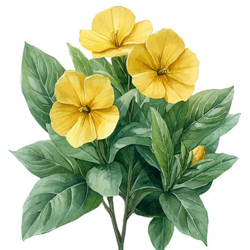 watercolor graphic of Monkey Flower Flower illustration, isolated on a white background.