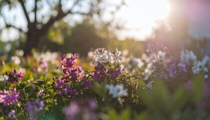 Obraz premium Sunlit Meadow - A Vibrant Tapestry of Wildflowers in Bloom.