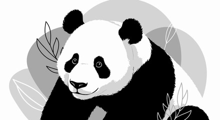 Black and white panda bear portrait. © Imah