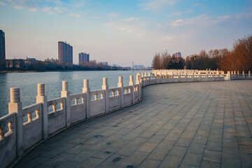 Obraz premium Huifa River Wetland Park in Meihekou, Jilin Province, China – Urban Ecological Restoration Project with Wetlands, Flood Control and Riverside Landscape Infrastructure – April 1, 2026