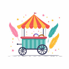 Fototapeta premium Carnival Game Cart with Feathers and Stars