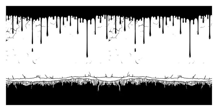 Dripping black ink background with thorns and roots in gothic horror style