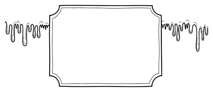Decorative frame border with dripping slime on sides in hand drawn doodle style