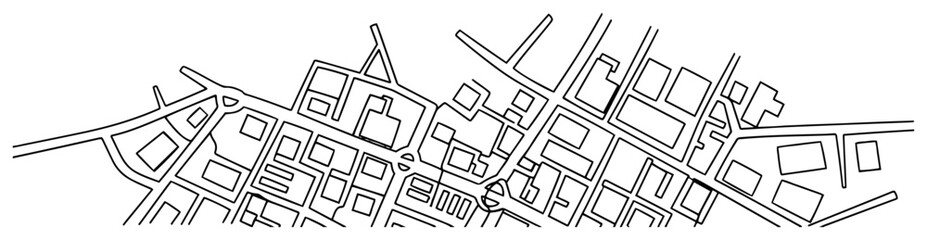 Urban city map layout with streets and blocks in architectural line art style © Tomas