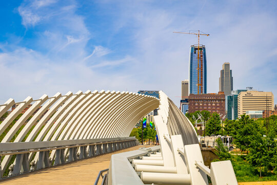 Omaha Skyline View from Farnam Pier Pedestrian Bridge